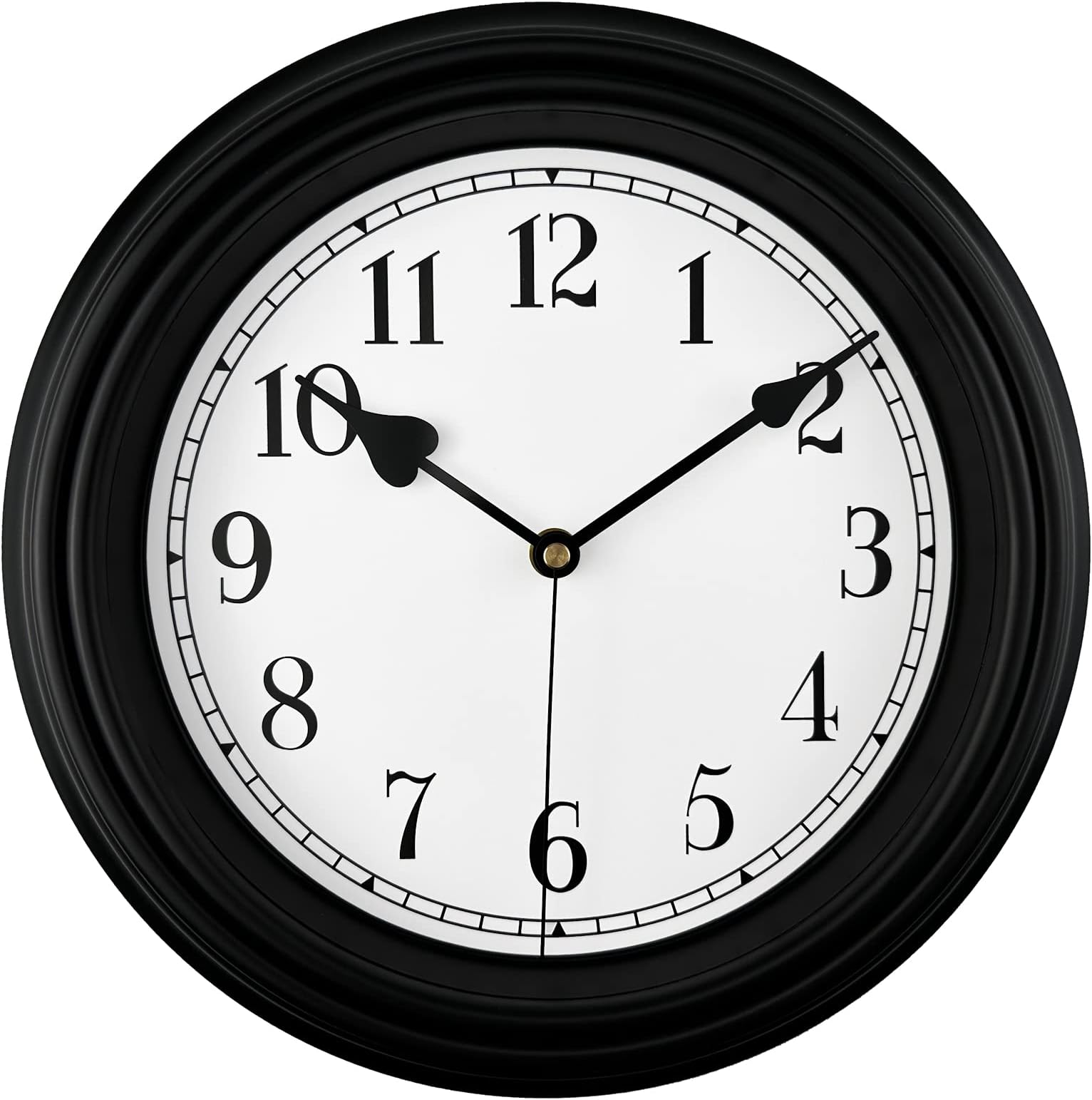 Retro Wall Clock, 25 cm Classic Quiet Clock without Ticking, Easy to Read Numbers, Quartz Clock Battery Operated, Decorative Bedroom, Kitchen, Office