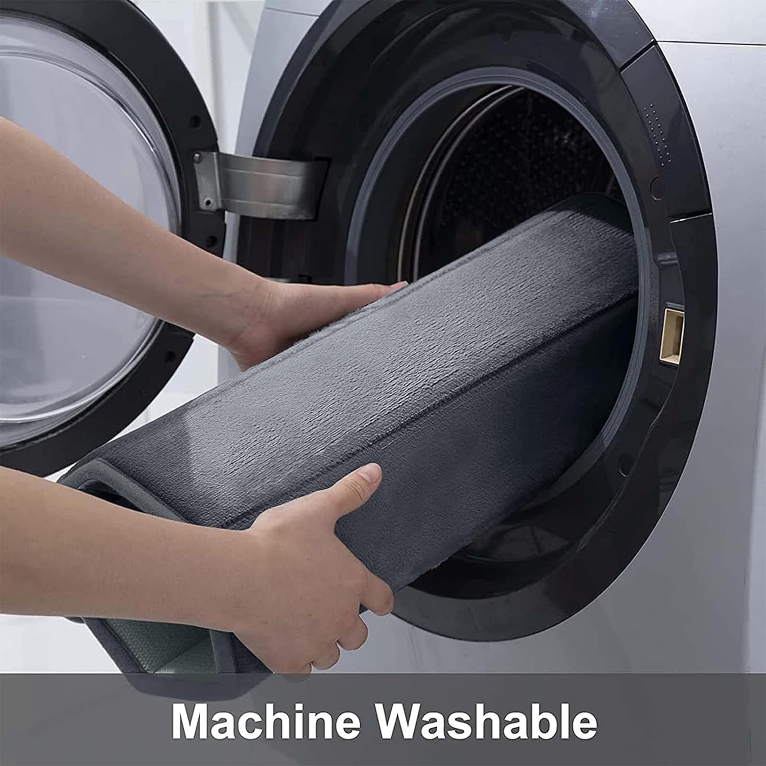 Buganda Memory Foam Bath Mat, 47" x 17", Ultra Soft and Non-Slip Bathroom Rugs, Water Absorbent and Machine Washable Bath Rug Runner for Bathroom, Shower, and Tub, Dark Grey - Image 5