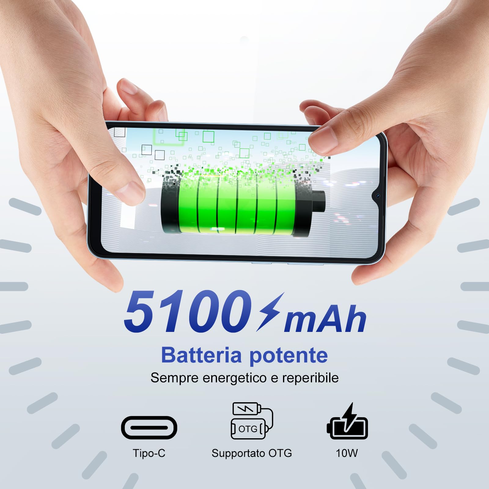 Blackview Wave6C Smartphone con 6.5" HD+/60Hz, 5100mAh, Octa-Core, 32GB/1TB-TF, 8MP+5MP, 4G Dual SIM Telefono Cellulare, Face ID/GPS/Modalità Panorama/Tipo-C/3.5mm Jack