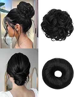 2PCS Messy Bun Hair Piece-Large Wavy Curly & Donut Updo Hair Pieces Set, Scrunchies