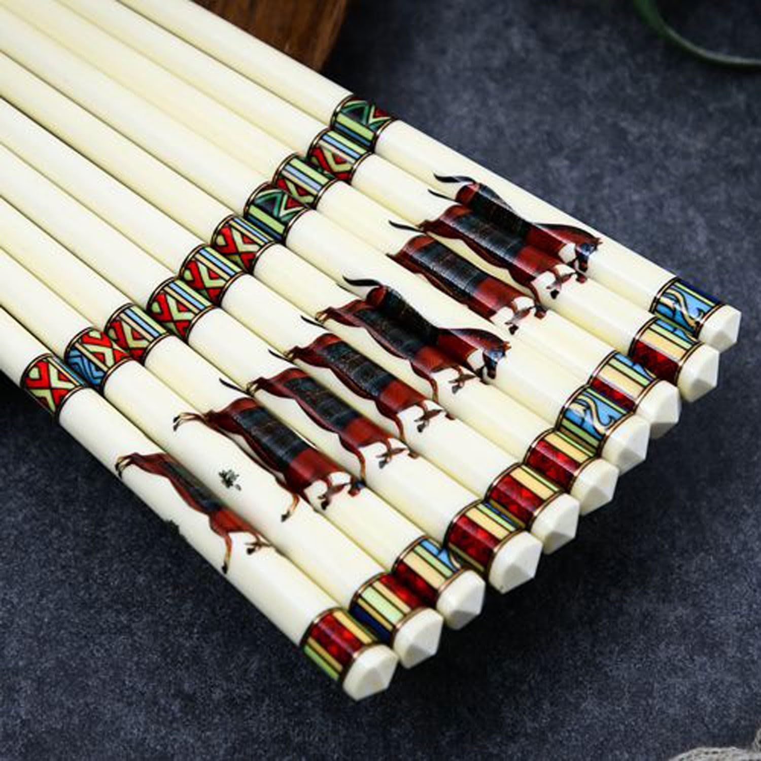 Baguettes réutilisables, 10 Baguettes Doubles en céramique antidérapantes, réutilisables, F 25cm