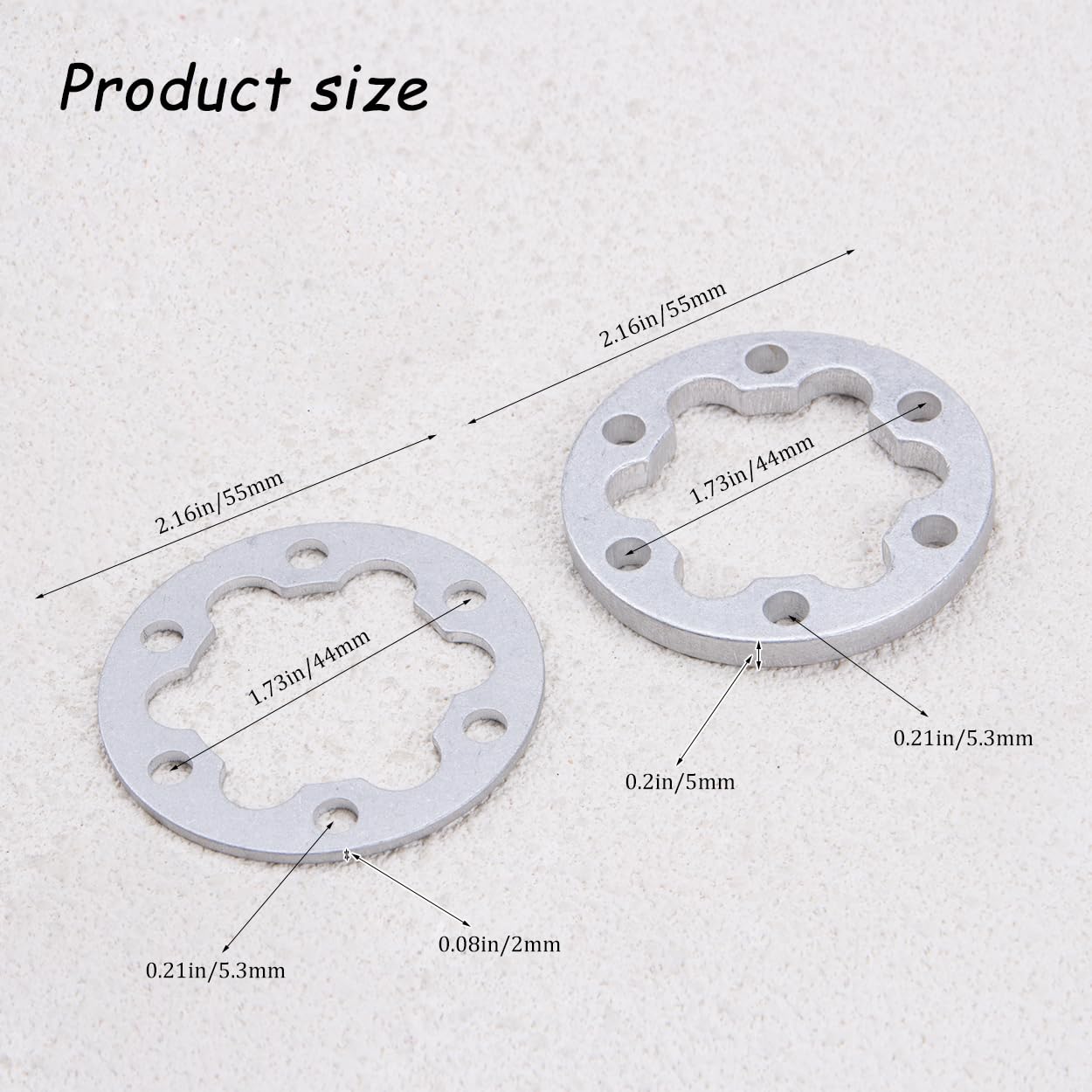 ZORZA 4Pcs Aluminum E-Bike Disc Brake Spacer Kit 6-Hole for 44MM Rotors