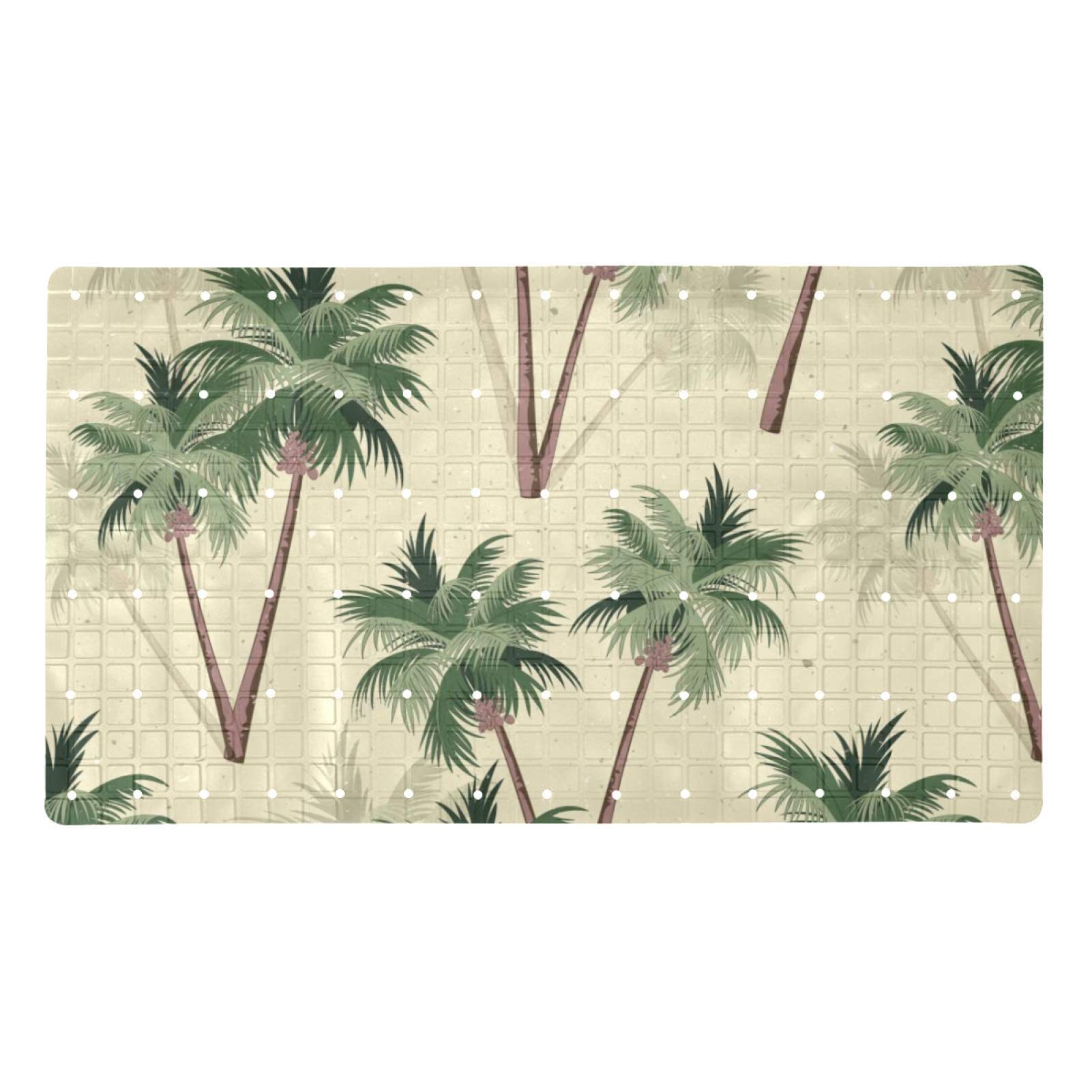 Tapete de ducha antideslizante de PVC retro con palmeras tropicales para baño de hotel
