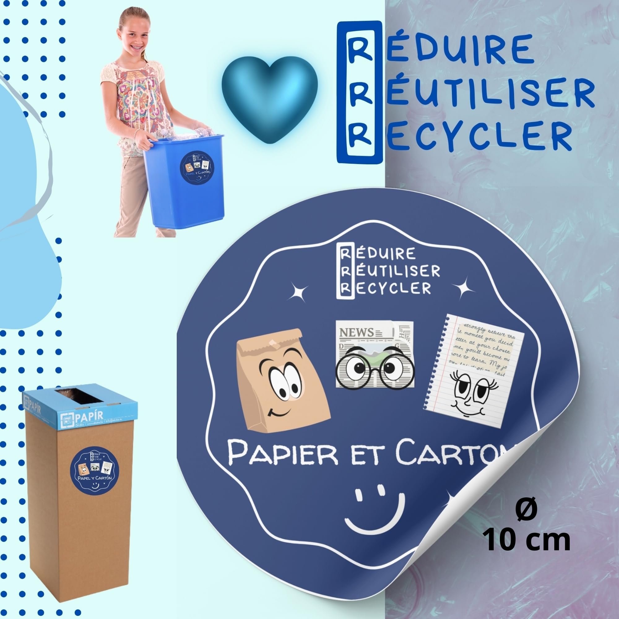Lot De 12 Autocollants De Recyclage En Vinyle Pour Poubelles De Recyclage De 10,2 Cm Pour Utilisation à La Maison Et Au Bureau Intérieur/extérieur