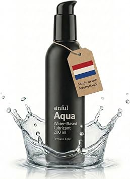 Sinful Aqua 200 ml Water Based Lubricant - Perfume-Free Lube Water-Based - Condom & Toy Compatible - Clear & Unscented