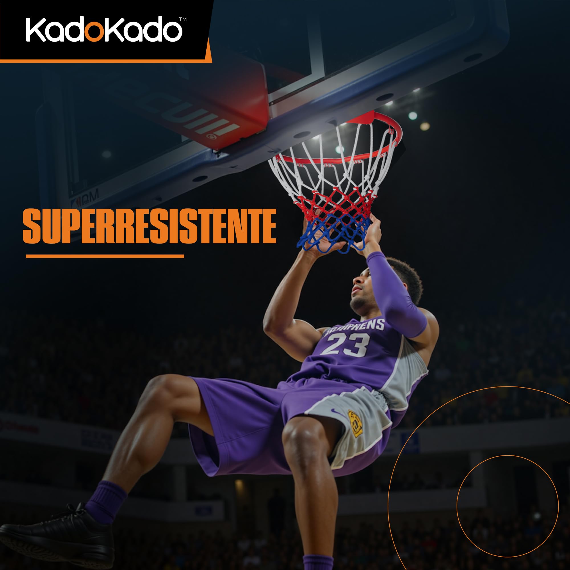2 pezzi Rete per Basket Professionale 150g, Rete Resistente per Canestro Esterno, Anti Aggrovigliamento, Facile da Installare 12 Ganci, Colori Bianco Rosso Blu