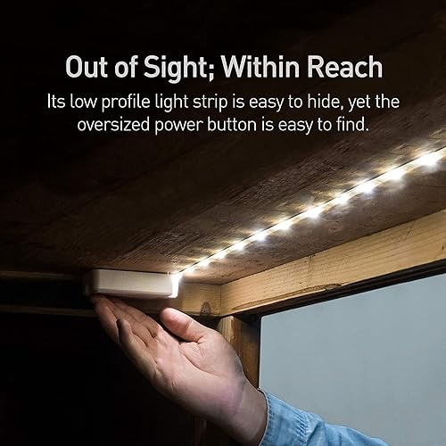 Miniatura 4 de POWER PRACTICAL Luminoodle - Tira de luz LED para estantes, gabinetes de cocina y muebles, paquete de 3 incluye botón de encendido y cinta adhesiva,