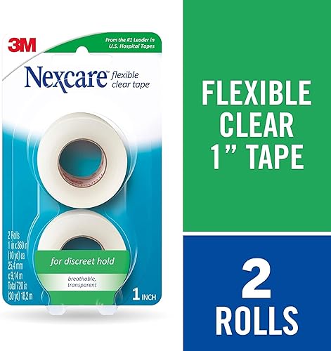 Miniatura 8 de 3M Nexcare Flex - Cinta de primeros auxilios transparente de 1 pulgada x 10 yardas, 2 rollos por paquete (4 paquetes)