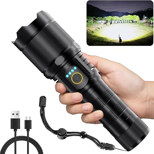 Miniatura 1 de Linternas recargables 900000 lúmenes de alto brillo linterna LED linterna táctica de alta potencia linternas zoomable 3 modos IPX6 impermeable luz