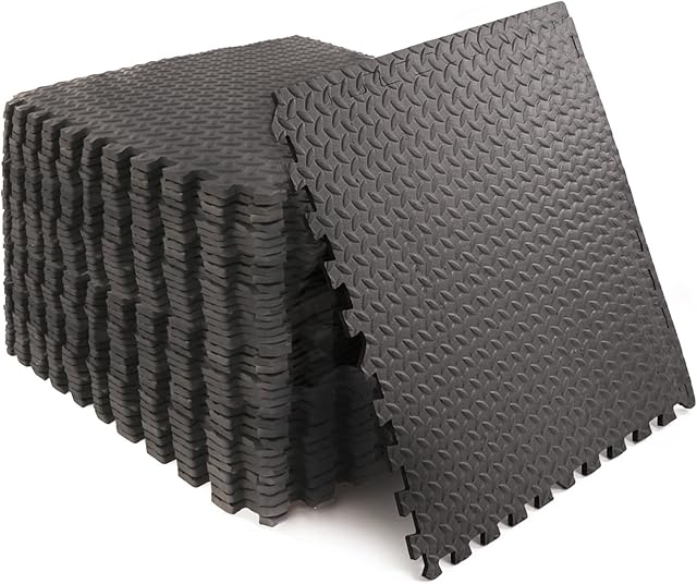 M.Y Extra Large Interlocking Foam Textured Mat - 60x60cm Dark Grey Soft EVA Floor Mats  Exercise Mats  Play Mats