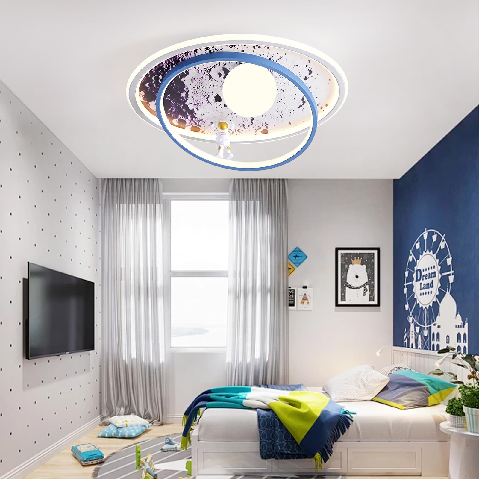AHXIAOZN Lámpara LED Techo Niños, Regulable Lámpara Techo Astronauta 3D con Control Remoto, para Dormitorio de Niños y Niñas