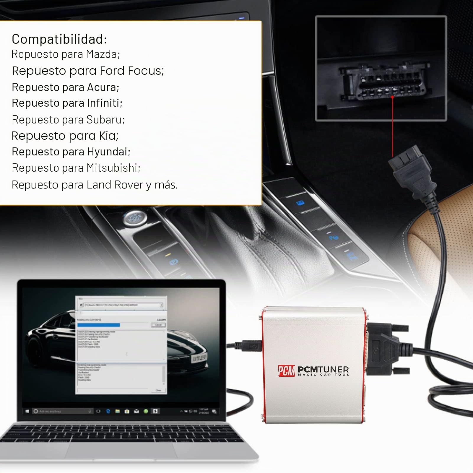 EBTOOLS Herramienta de Diagnóstico de Coche ABS Metal 74 Módulos OBD2 Escáner ECU Programador de Clon Chip Turing Herramienta de Diagnóstico de Coche para PCMtuner Software Versión 1,21