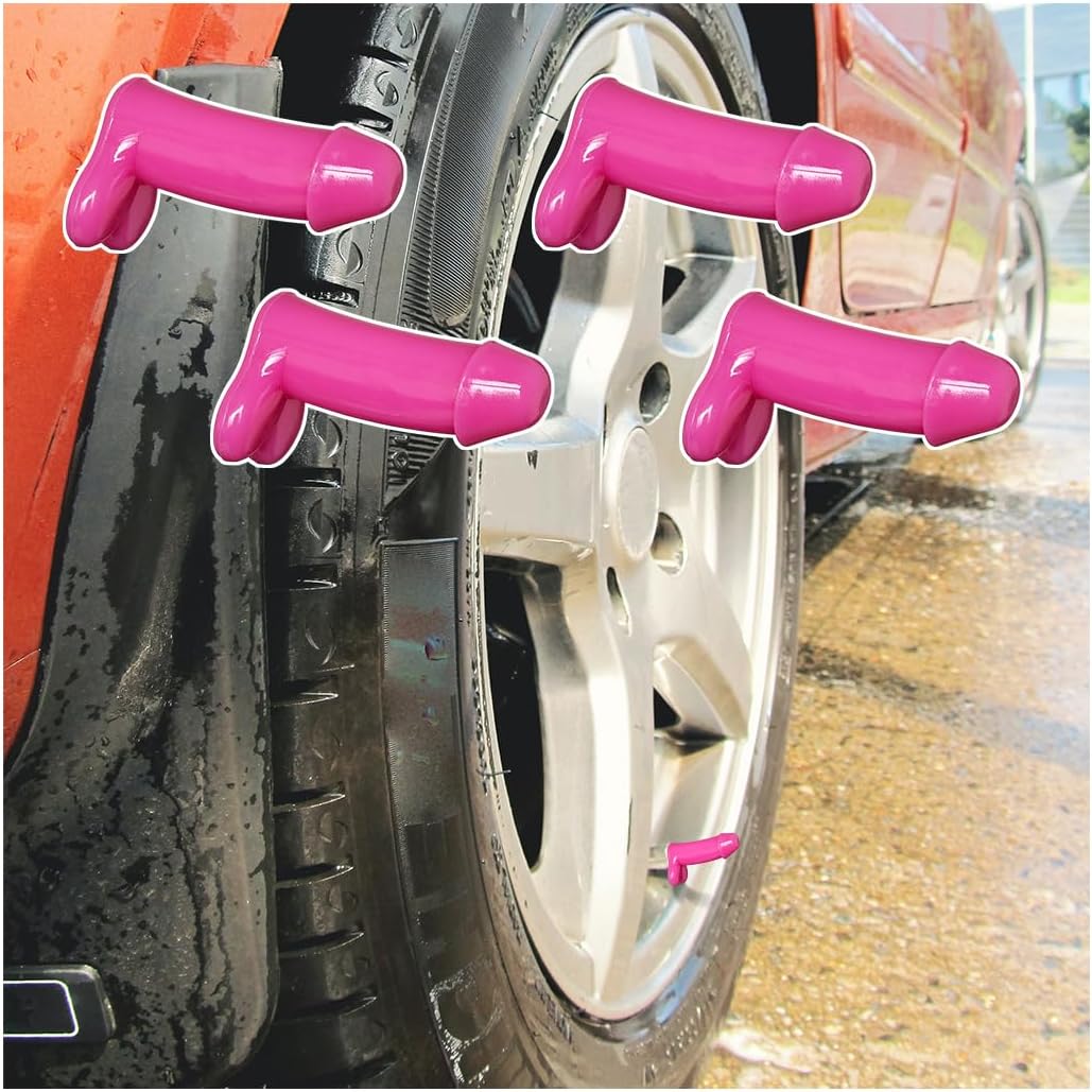 4PCS Black Prank Pencil Tire Valve Stem Caps for Car, Funny Airtight Perfect Prank Tire Valve Caps, Pencil Valve stem Covers, Pencil Valve stem caps for Cars Bike Motorcycles