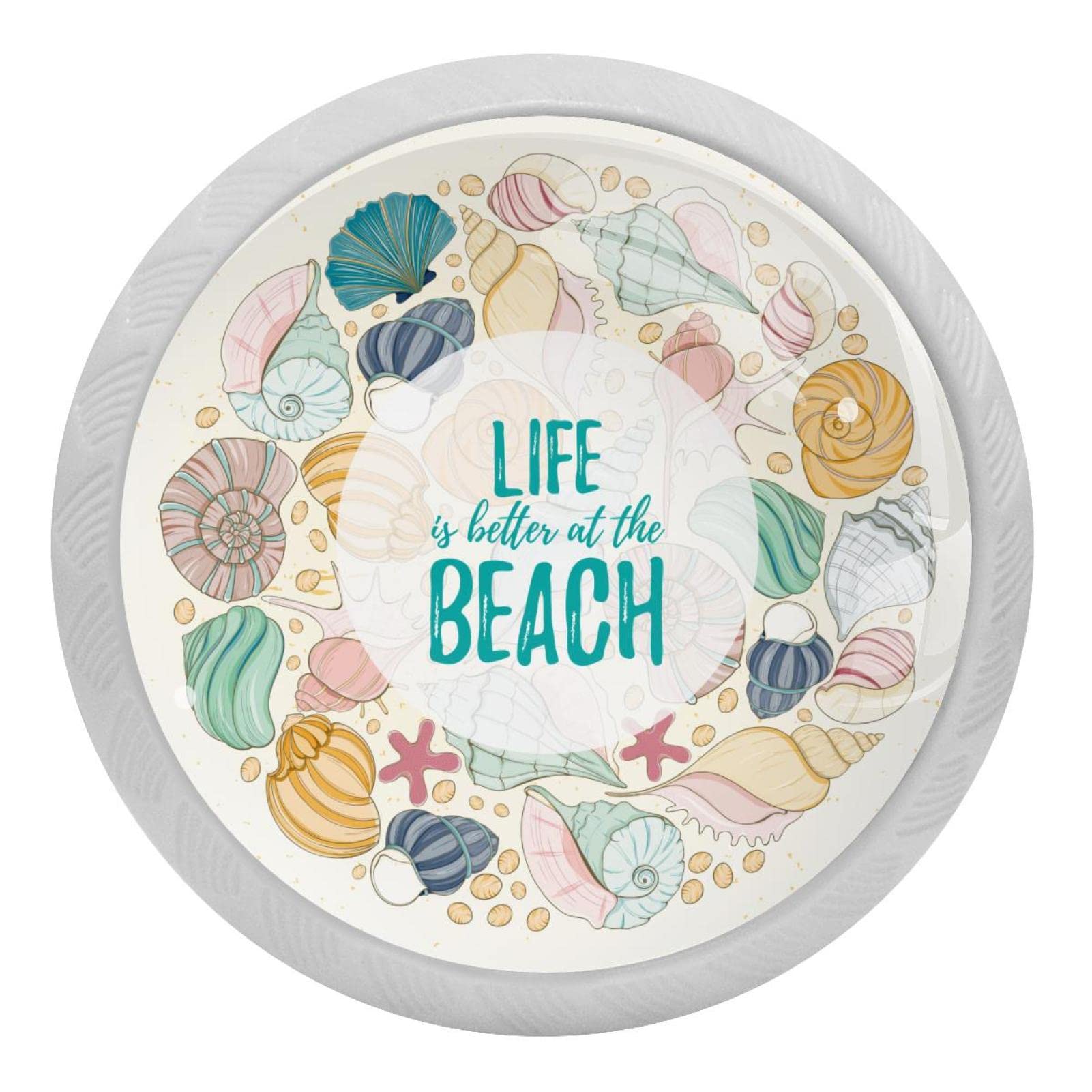 Boutons de placard de cuisine en verre fluorescents pour tiroir et armoire de plage x4