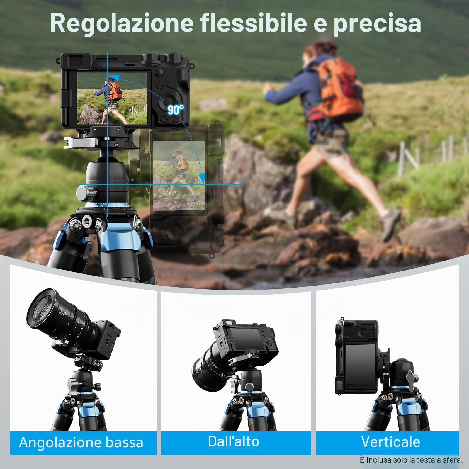 SIRUI KS-5 testa a sfera per treppiede, 29 mm testa panoramica a 360° in alluminio per fotocamera, videocamera, monopiede, max. Capacità di carico 10 kg