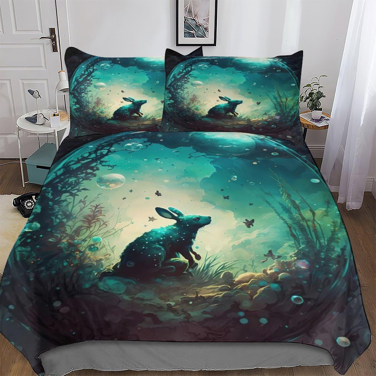Linge de lit lapin microfibre avec fermeture éclair pratique parure 3 pièces King 220x240cm