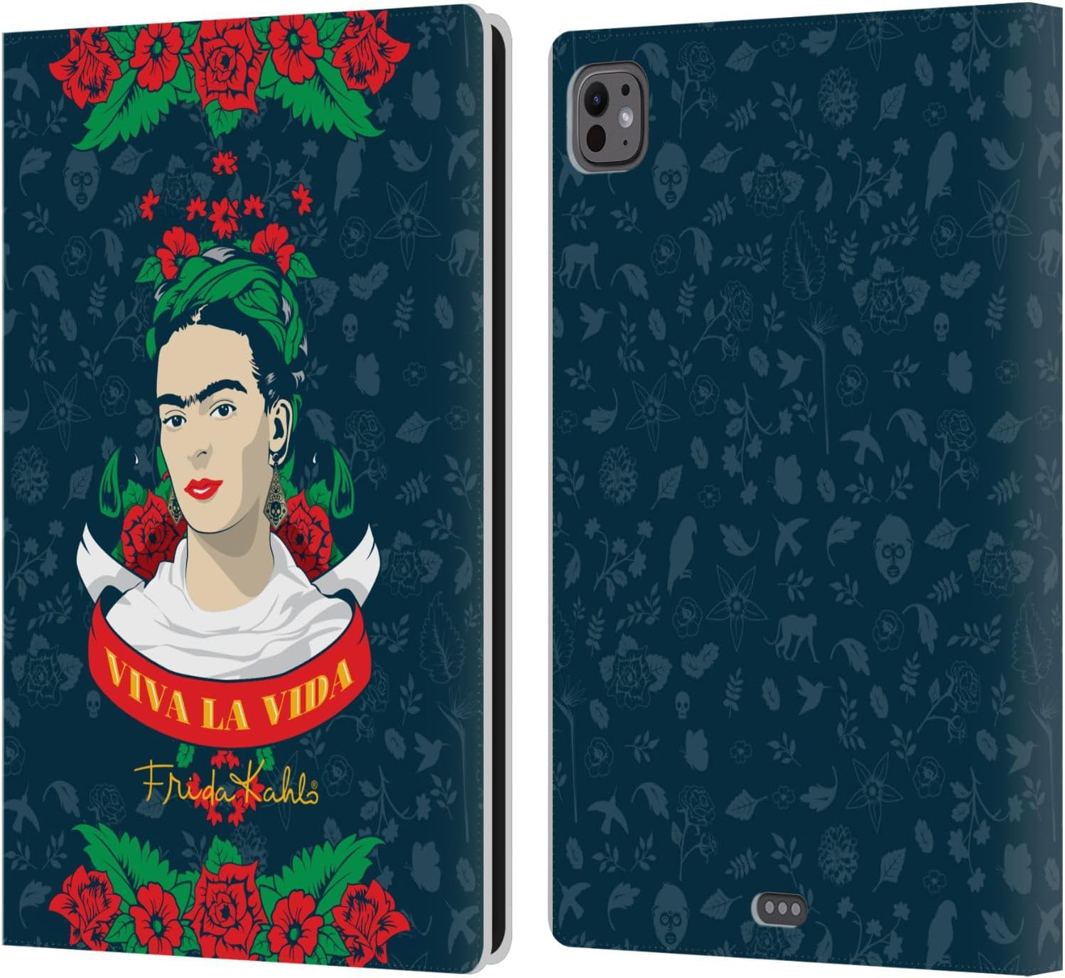 Head Case Designs Officially Licensed Frida Kahlo Viva La Vida Icons Leather Wallet Case Compatible with Apple iPad Pro 11 M4/M5 2024/2025