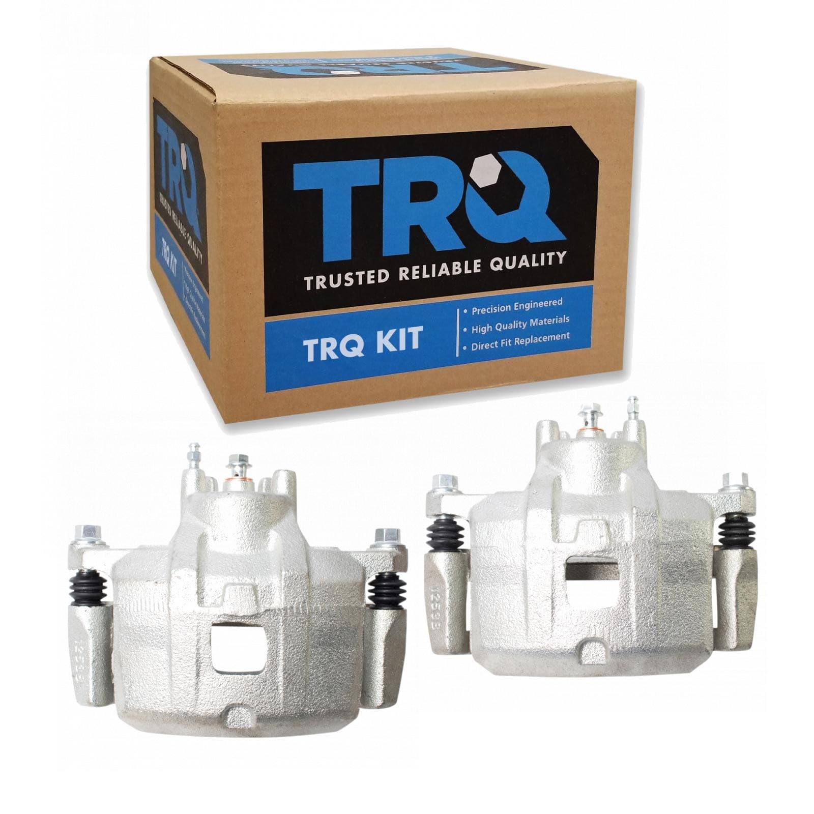 TRQ Front Brake Caliper Set Zinc Coated Brackets