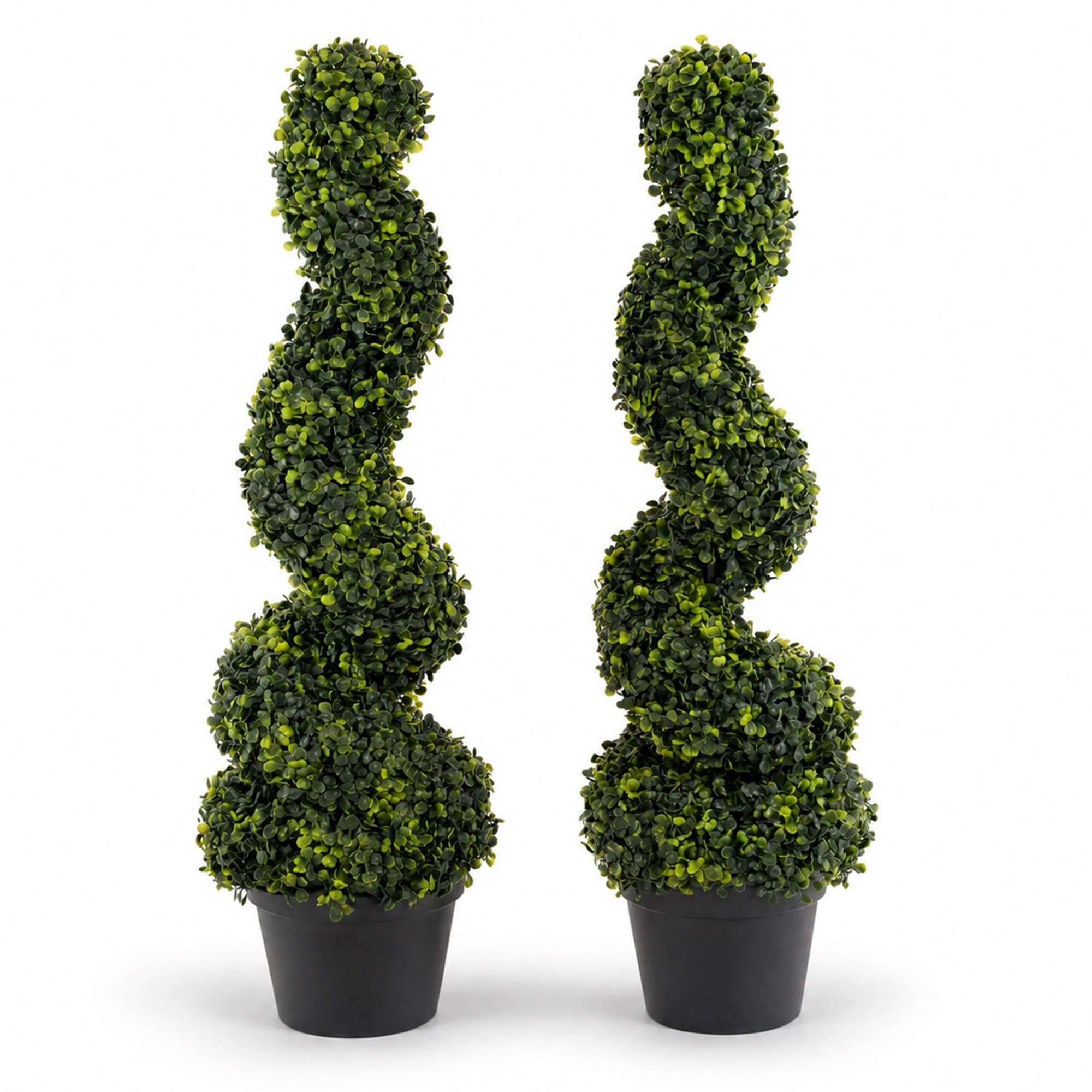 B&Q -  Set Of 2 Artificial Topiary Boxwood Spiral Trees 80Cm