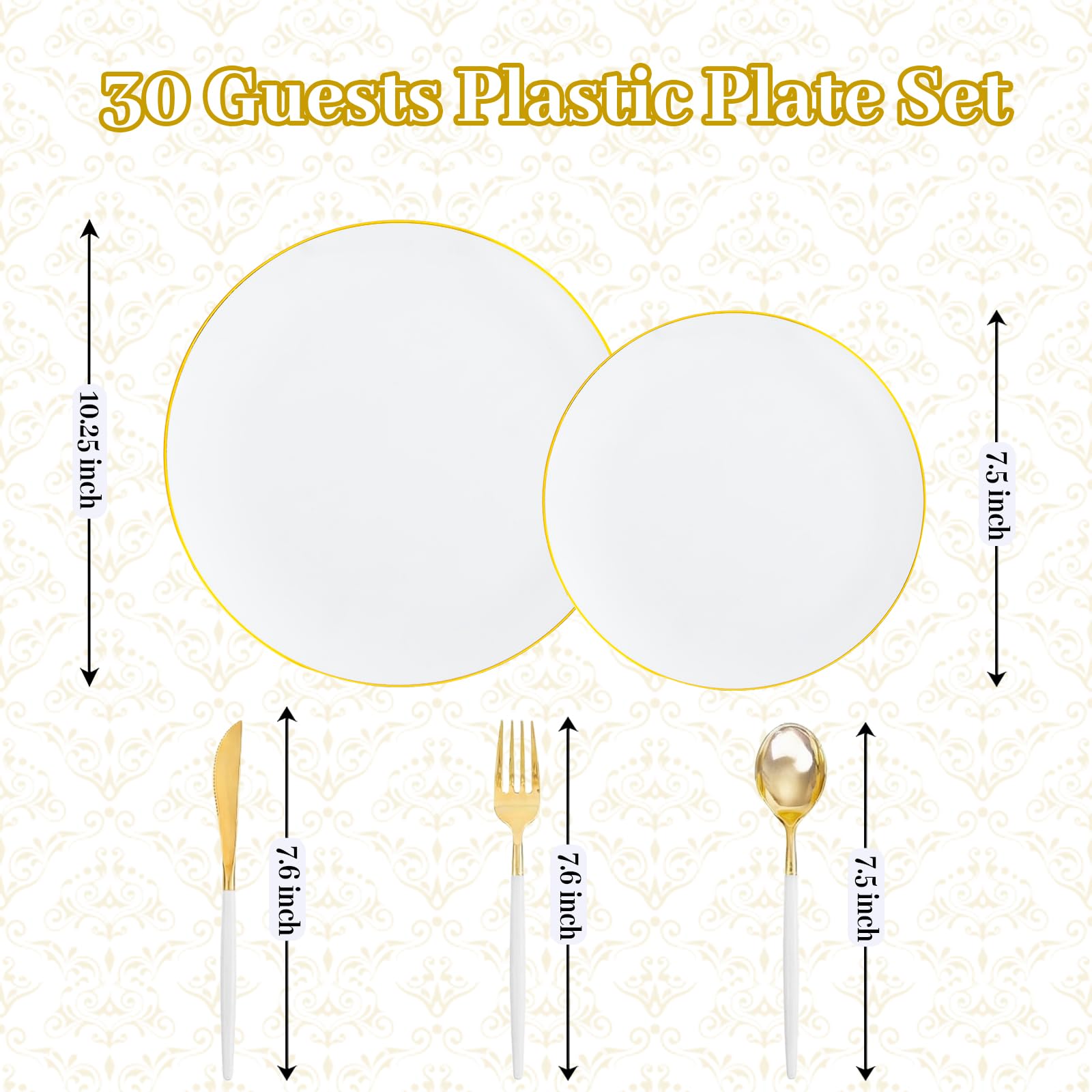 Gold Disposable Plates & Cutlery Set - Party Wedding -7