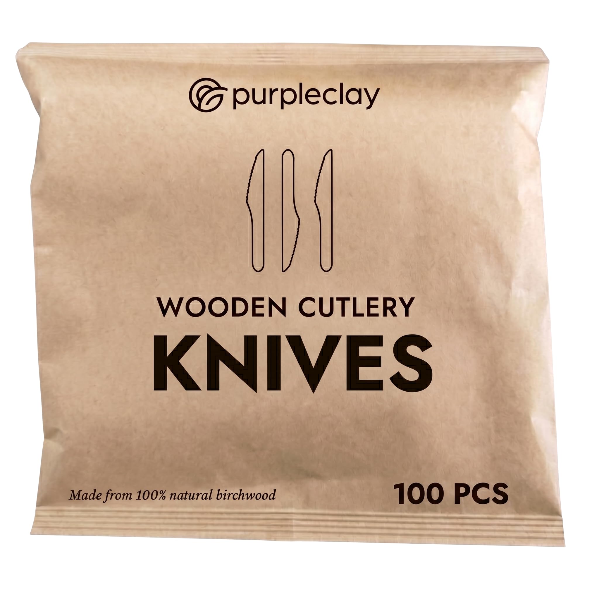 PurpleClay Wooden Disposable Cutlery Set - 120 PCS -10