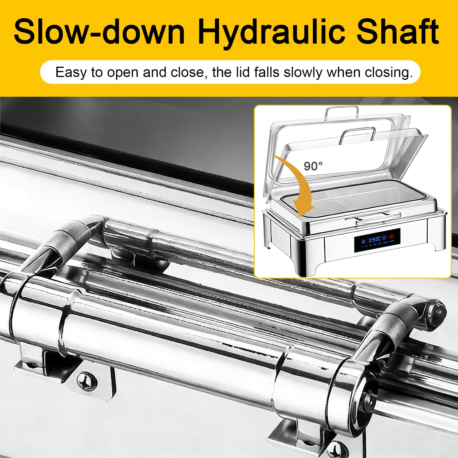 Chafing Dish Elettrico 9L, Professionale Scaldavivande Elettrico per Buffet Acciaio Inox, Contenitore Scalda Cibo Temperatura Regolabile con Coperchio in Vetro per Catering, Hotel(1/3 Pan)