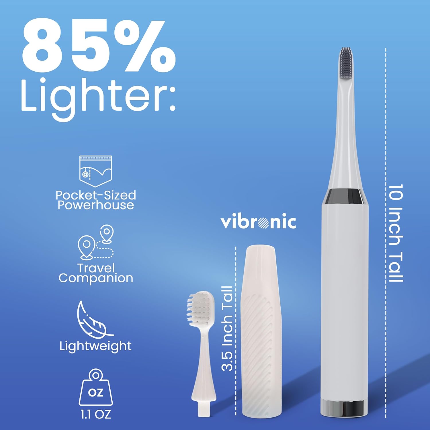 Vibronic Travel Toothbrush - Black - Upgrade to the Future of Travel toothbrushes