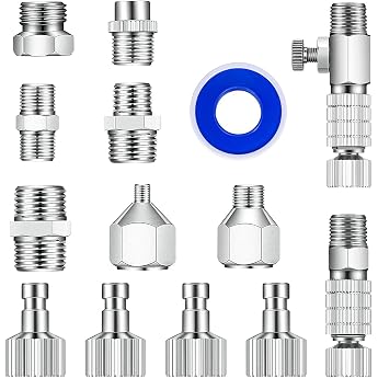 Airbrush Adapter Set 14 Pieces Assorted Sizes Quick Disconnect Coupler Airbrush Adapter Kit for Air Compressor Airbrush Hose