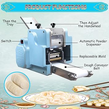 Multifunctional Electric Dumpling Skin Machine, Automatic Dumpling Skin Maker Machine, Ravioli Wonton Wrapper Machine, with Mold, for Kitchen Breakfast Shop Circular-80MM