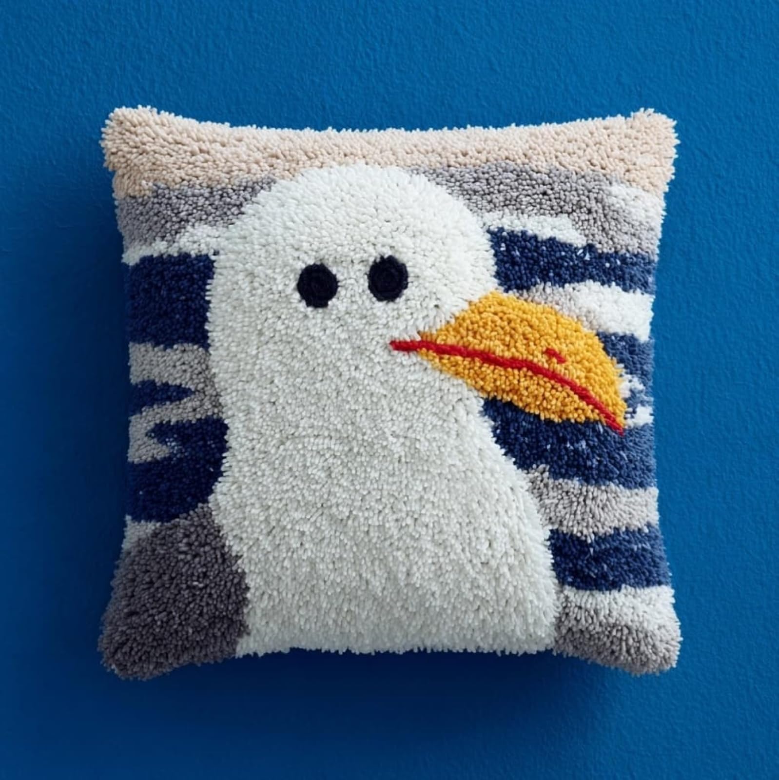 AxiangziK Latch Hook Kits for Adults,Seagull Latch Hook Pillow Kits 17X17 Inches DIY Needlework Crafts Everything Included Gift for Family Friends