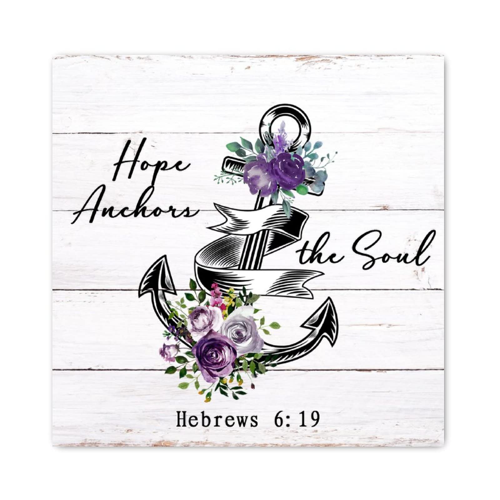 Tableau bois Hope Anchors The Soul message d'espoir pour la maison