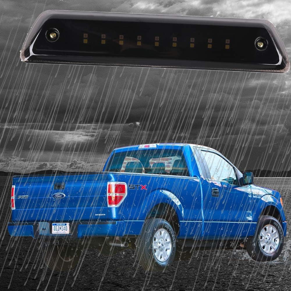 LED 3rd / Third Brake Light Smoked Compatible with Ford F150 2009 2010 2011 2012 2013 2014 - High Mount Stop Lamp/Cargo Light