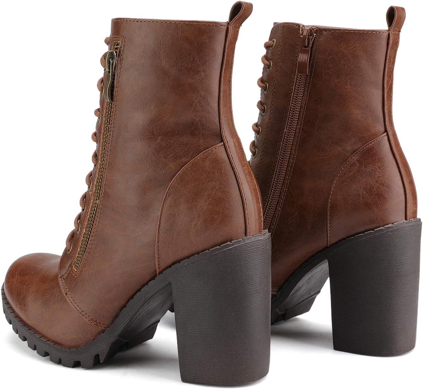 DREAM PAIRS Women's Combat Ankle Boots Chunky Heel Lace up Fashion Heeled Booties - Image 3