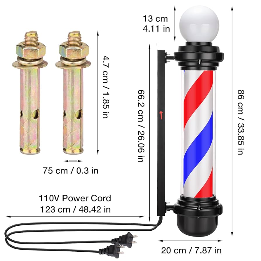 Amazon.com: Noverlife 34in Barber Pole LED Sign, Barber Shop