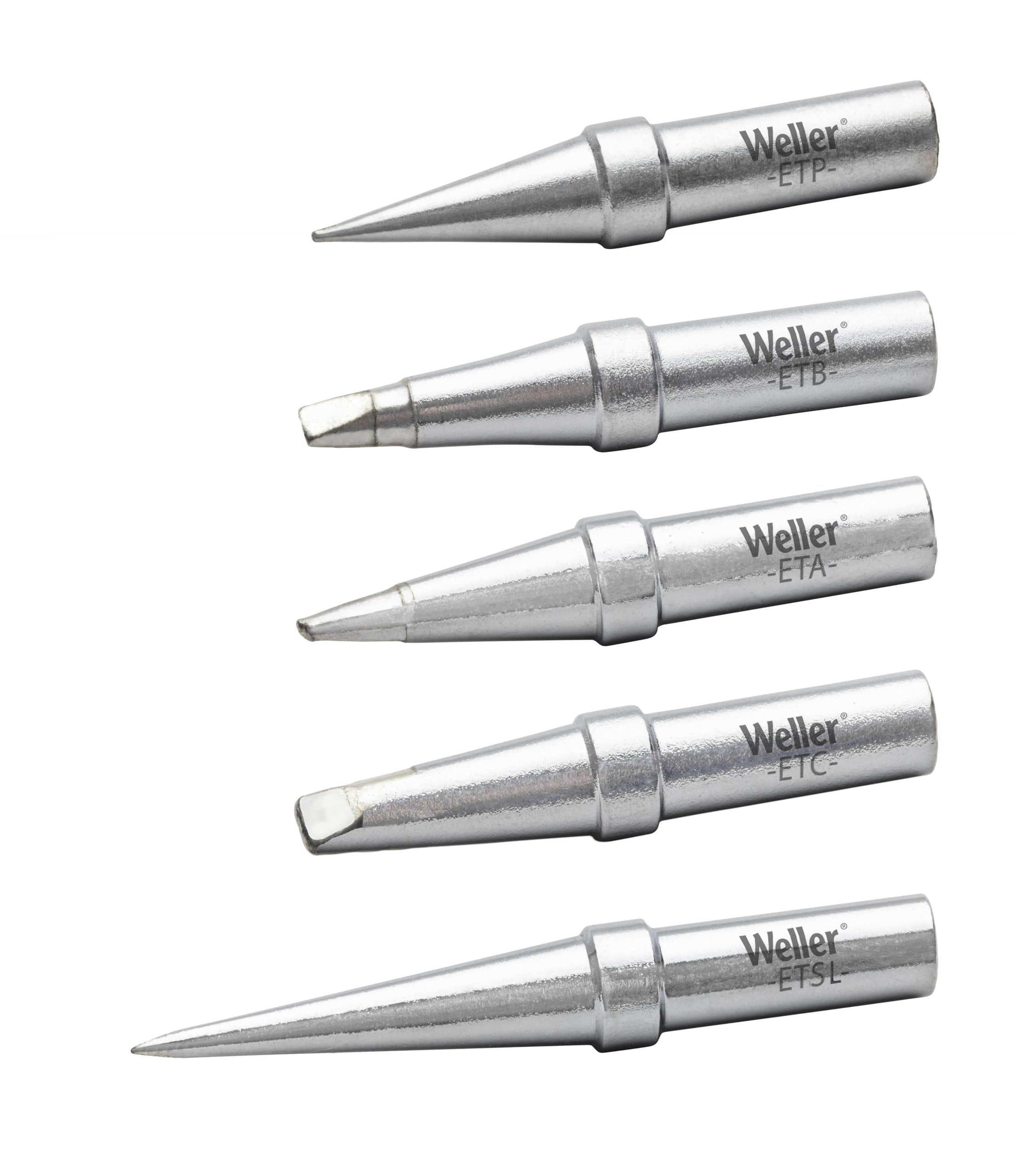Weller ET-Lötspitzen-Set 5-tlg. für WE1010 – ETA, ETB, ETC, ETP, ETSL Spitzen