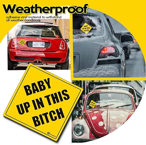 Miniatura 3 de Calcomanía de seguridad para vehículos Zone Tech "Baby Up On This Bitch", divertida pegatina de seguridad, calidad premium, reflectante, "Baby Up On