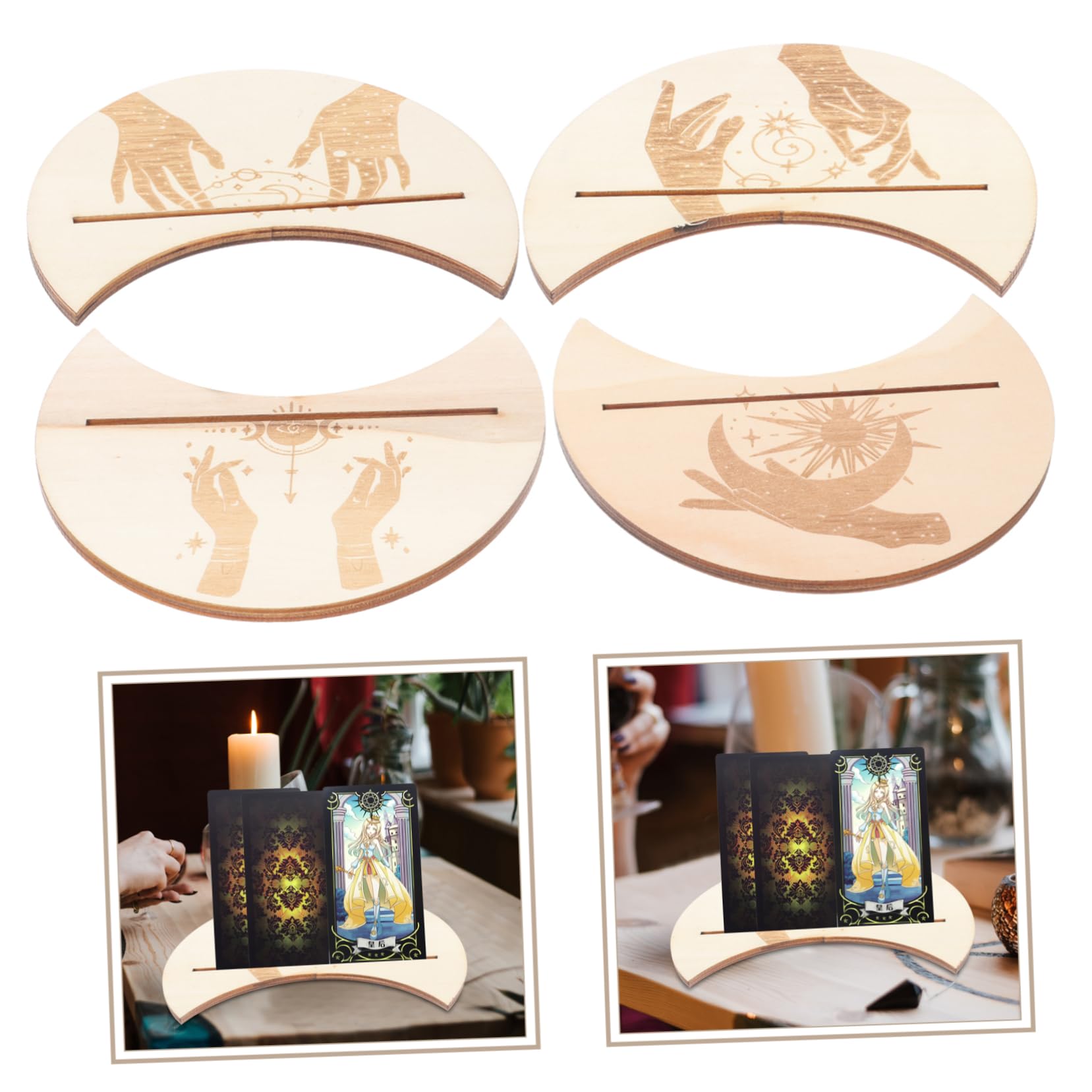 Cabilock 5 Juegos titular de la tarjeta del tarot suministros para juegos de tarot organizador de cartas de tarot de mesa Decoración altar bruja Accesorio adivinación madera tarot de madera