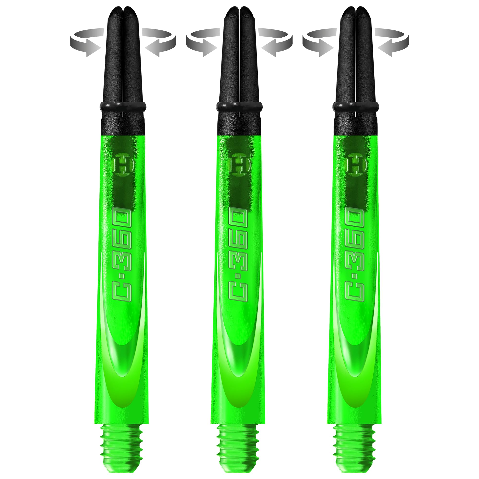 Harrows Darts Technology Carbon 360 Shafts, Rotating Carbon Top by Thor-Sports (Medium, Green) — image 1