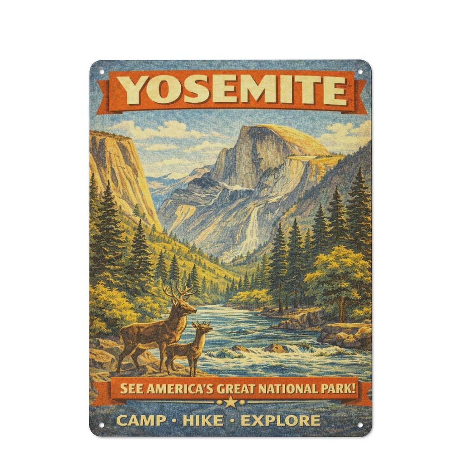 Junmoney Style-17 For Café Or Restaurant, Yosemite National Park Vintage (2) Retro Metal Sign 40X30cm, Gift For Café Owners And Decorators During The Christmas Season