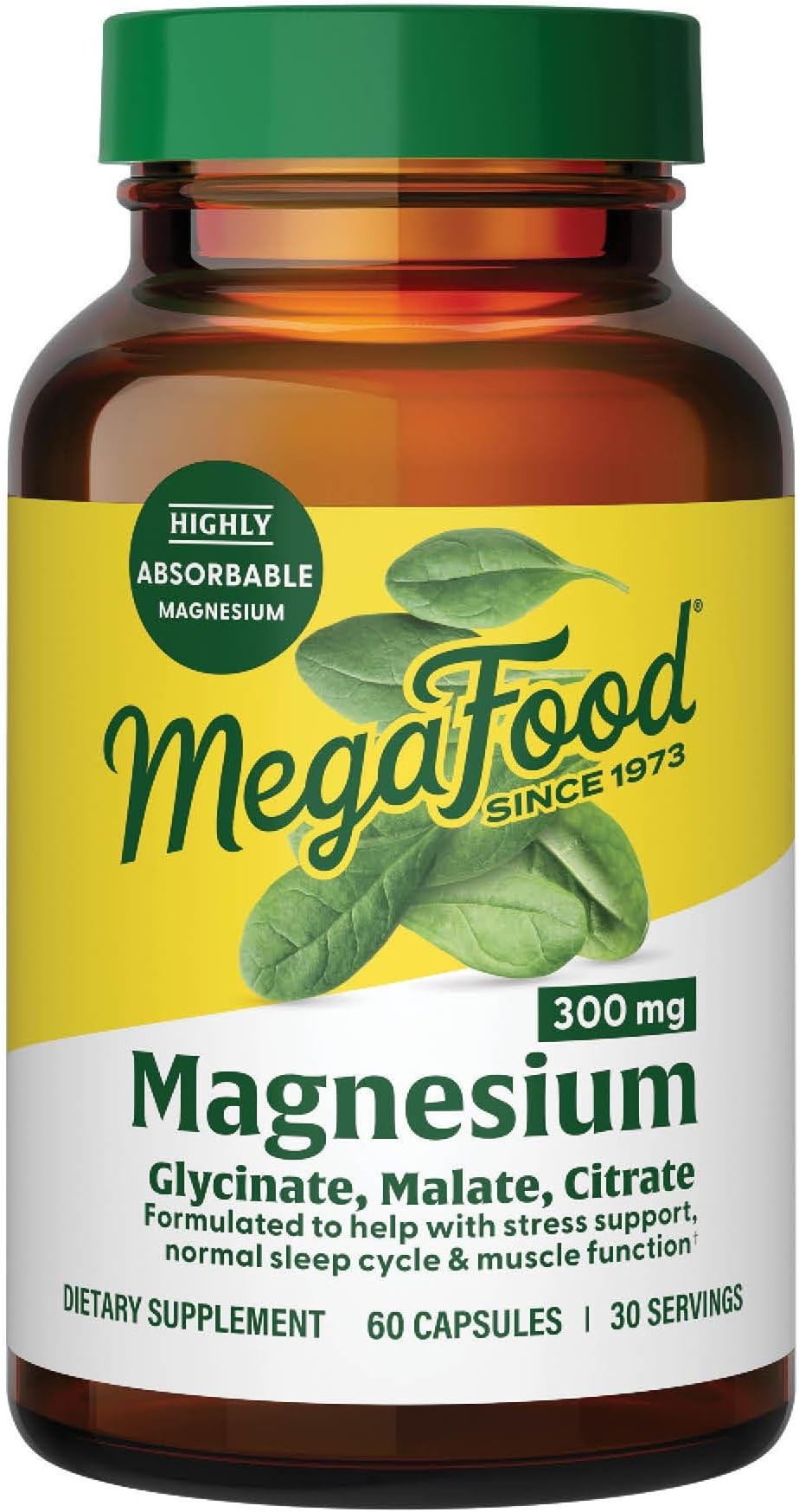 Magnesium Glycinate, Citrate, Malate 300mg Supplement - Highly Absorbable Blend to Support Heart, Nerve Health & Relaxation, Triple Magnesium Complex Supplement, 60 Capsules (30 Servings)