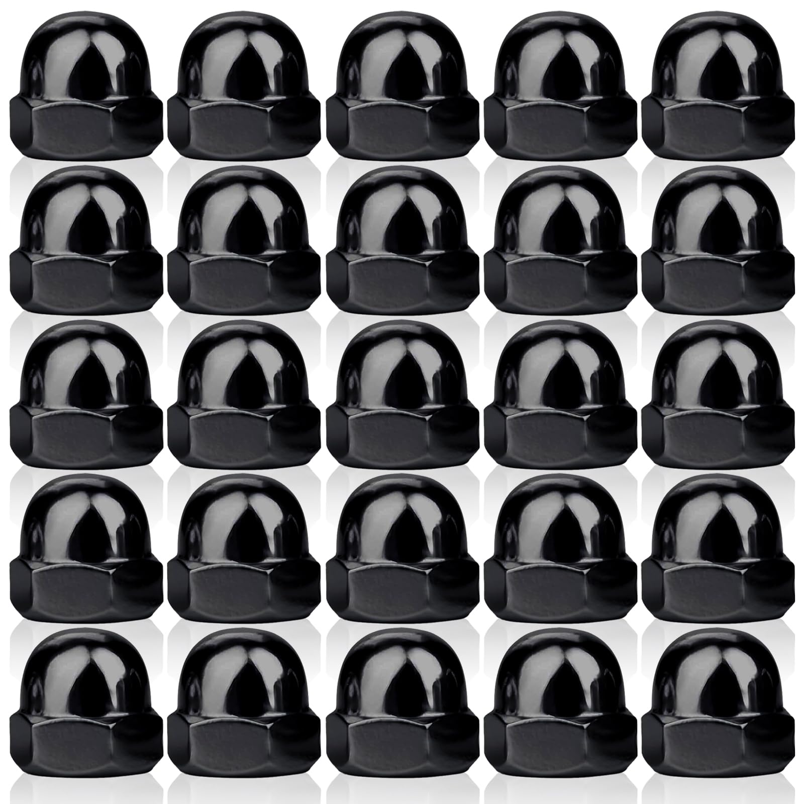 25 Dadi Ciechi M10 In Acciaio Al Carbonio - Forma Alta, Colore Nero, Per Viti E Bulloni Filettati