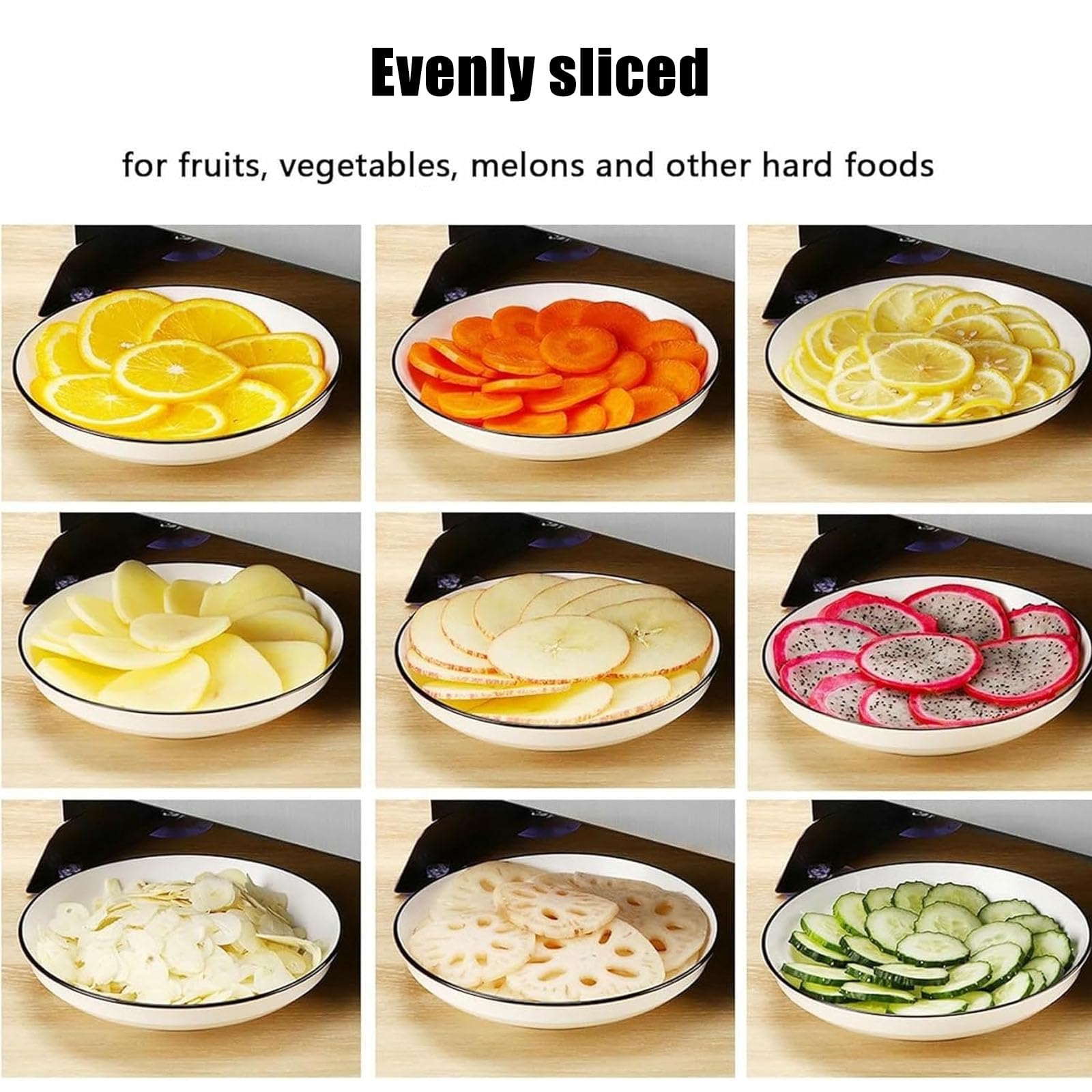 JOSBY Affettatrice Elettrica per Frutta E Verdura, in Acciaio Inox, con Spessore Regolabile, Lame Rimovibili E Tramoggia di Alimentazione di Grande capacità, Ideale per Silver