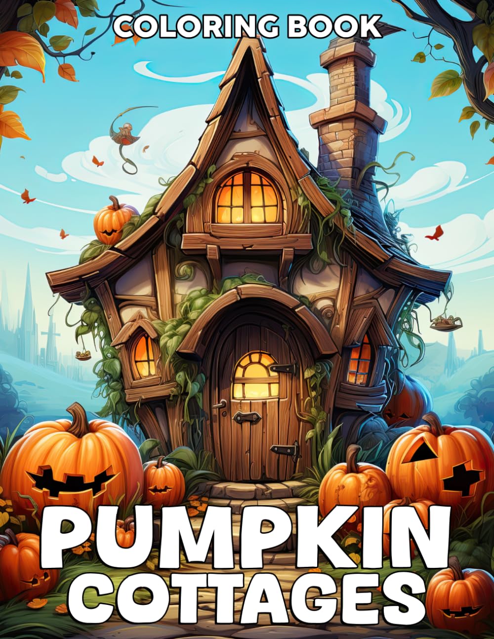 Pumpkin Cottages Coloring Book: Cozy Cottage Coloring Pages with Sweet Whimsical Homes, Warm Autumn Details, and Pumpkin Field Scenes