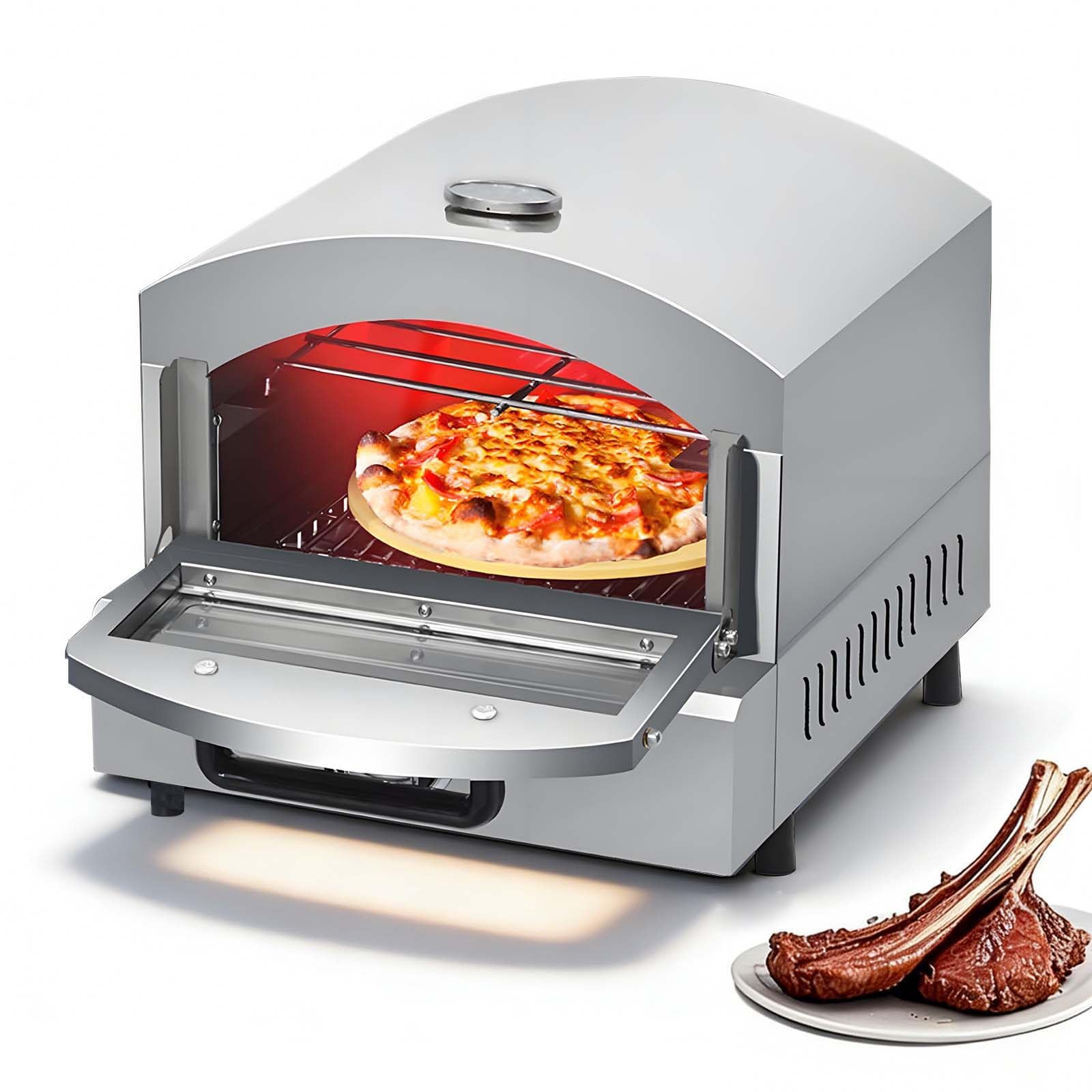 Forno per Pizza - Pizzaiolo Elettrico Professionale con Pietra Refrattaria da 30 Cm E Vaschetta Raccogli-Olio, Temperatura Regolabile Fino A 350 °C - 2000 W per Una Cottura Veloce E Uniforme
