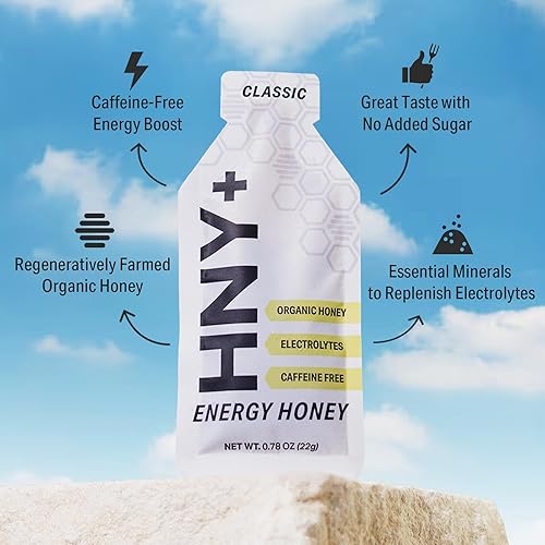Miniatura 3 de HNY+ Natural Honey Energy Gels, Gel energético a base de miel orgánica cruda con electrolitos y cafeína, Goos para entrenamiento y correr, con