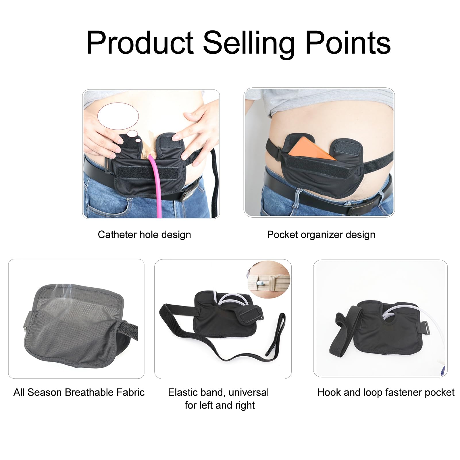 Fyearfly Ceinture De Cathéter, Ceinture de protection contre la dialyse péritonéale - Bande de stockage de tube de Cathéter Dissimulée Taille Universelle Ceinture De Support De Dialyse Abdominale