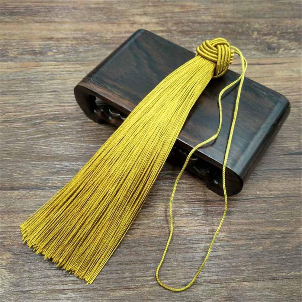 6 Pieces 15cm Silky Soft Tassels Mini Craft Tassels Small Tassel Pendant Decorative Key Tassels Handmade Tassel Key Chain Gifts Tiny Tassels for Earrings Souvenir Bookmarks DIY Craft (Yellow)