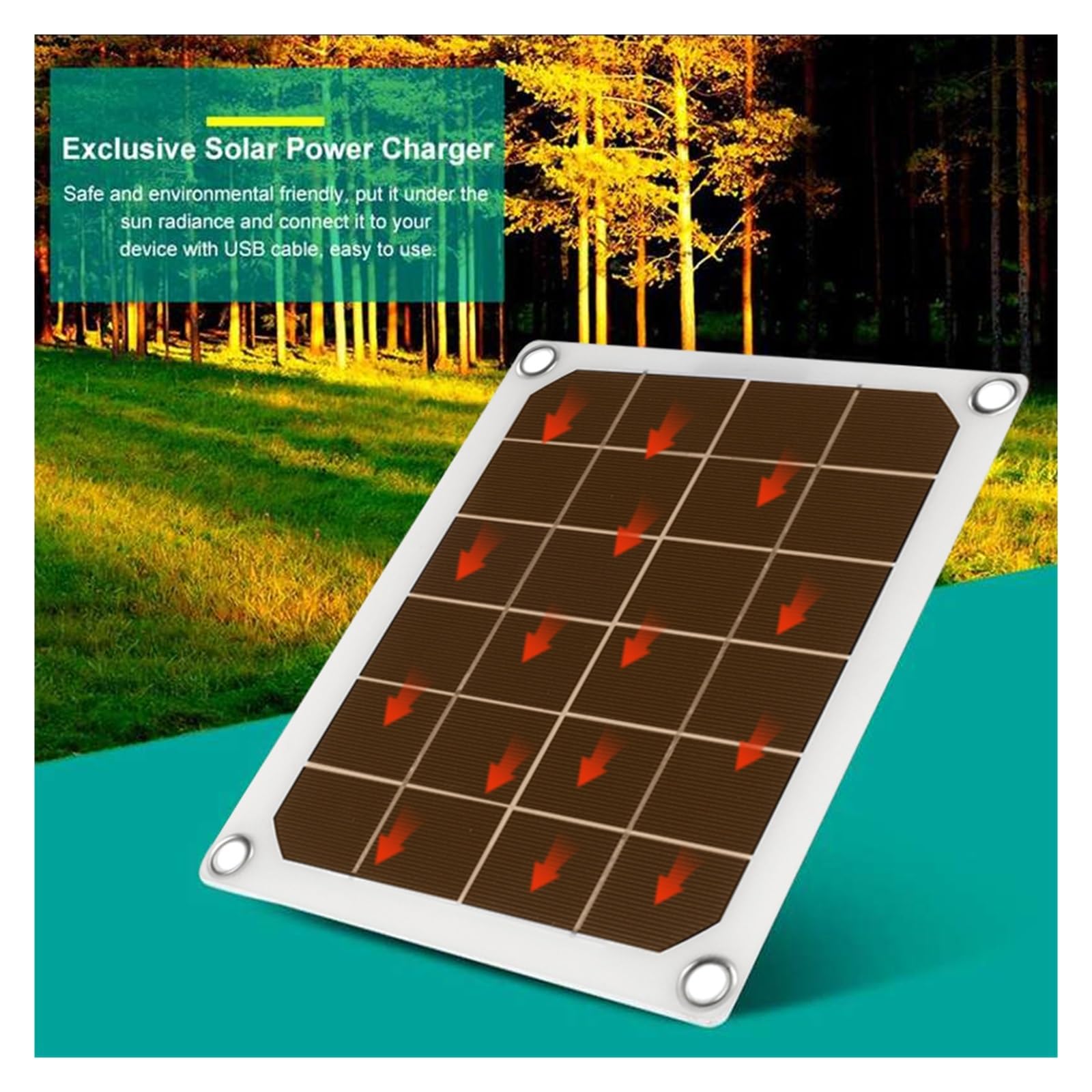 50W Panel słoneczny Przenośna ładowarka z dwoma portami USB Ładowarka samochodowa do ogniw słonecznych do telefonu Outdoor Camping