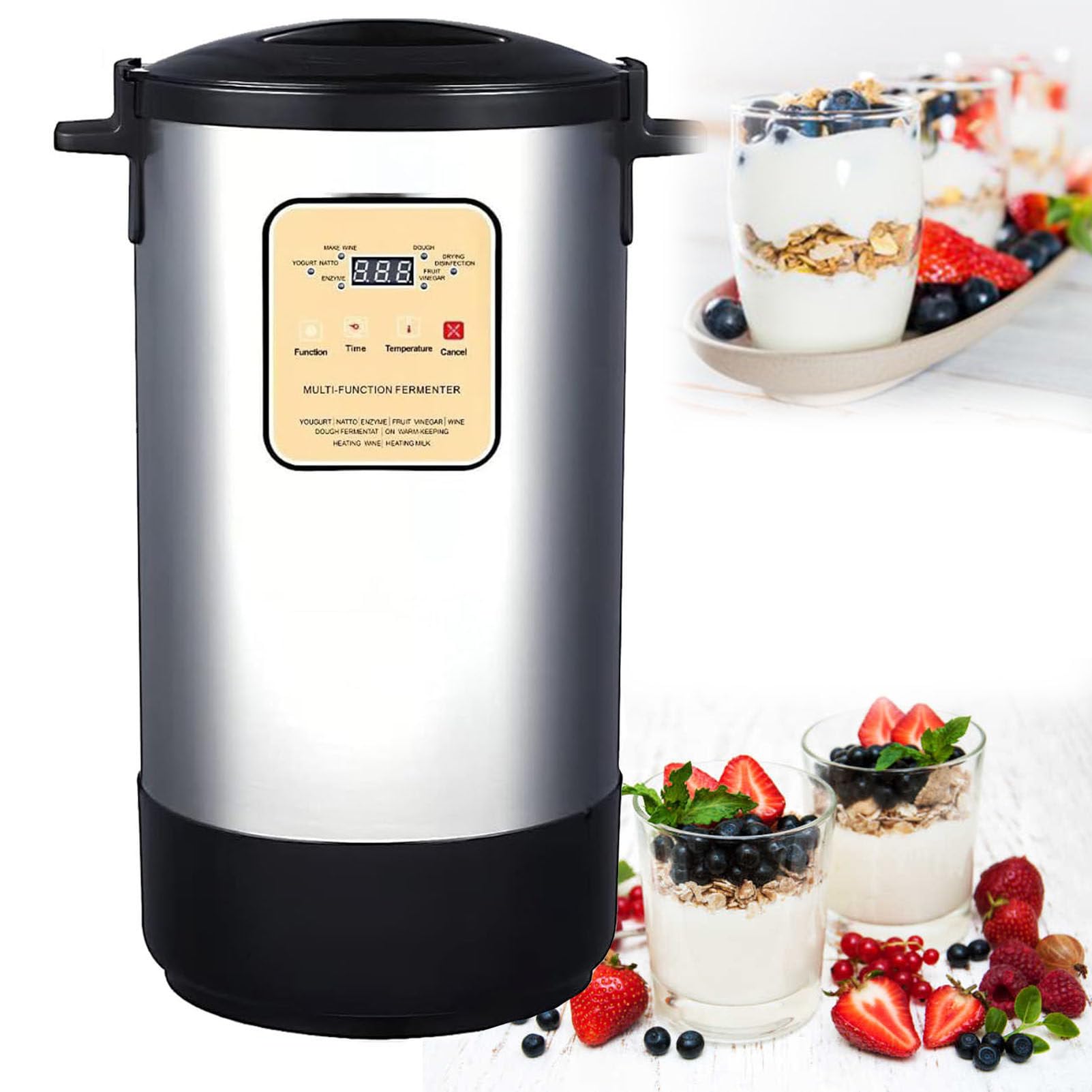 Fermentor jogurtu 12L, inteligentny maszyna do jogurtu, elektryczny fermentator, kontrola czasu i temperatury, do kuchni komercyjnej, 18L (18L)