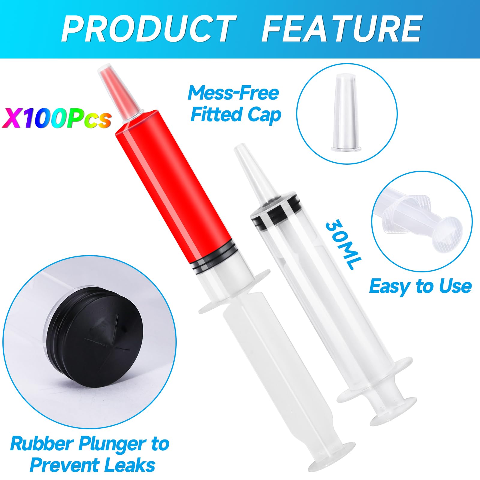 30ml Jello Shot Syringes 100 Pack with Tip Cap for Adults Kids — Amazon image 3